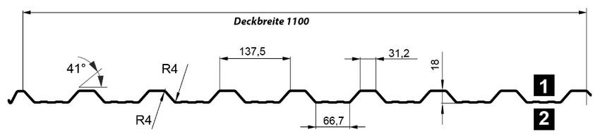 Querschnitt Trapezblech T18DR
