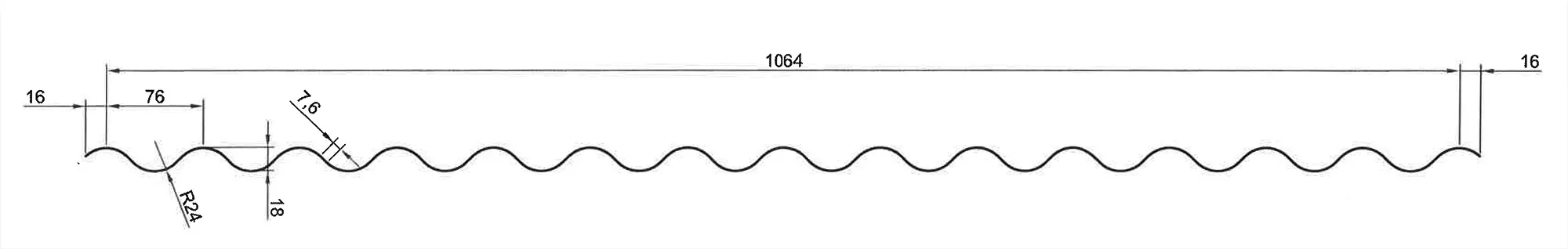Querschnitt Wellblech S18 18/1064 Profil