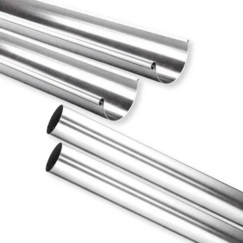 Verzinkte Dachrinne und verzinkte Fallrohre des Dachrinnensystems NIAGARA