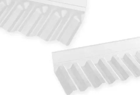 Formteile für Lichtplatten und Wellplatten - hier Wandanschlüsse aus PVC Trapez und Sinus