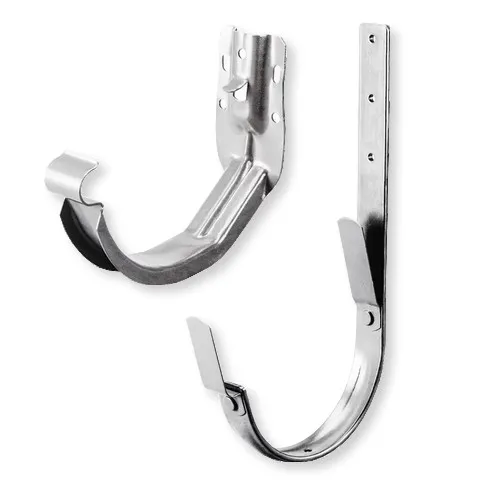 Verzinkte Rinnenhaken als klassischer Haken mit Blech und als Konsolrinnenhalter.
