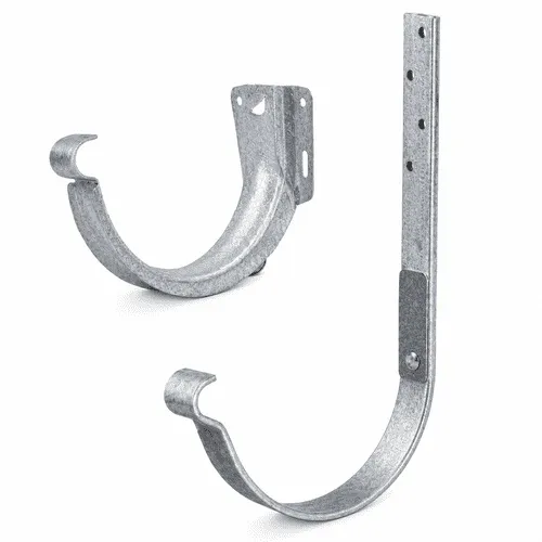 Verzinkte Rinnenhaken als klassischer Haken mit Blech und als Konsolrinnenhalter.