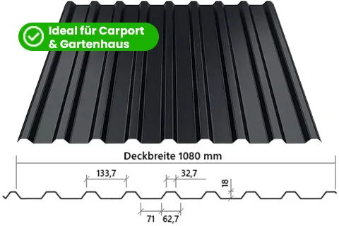 Trapezblech TP18 – günstiges Dachblech für Carport, Gartenhaus & Schuppen