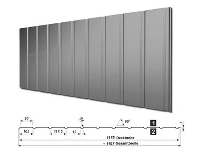 Profilblech als Wandblech T-7W/1175 - alle Farben mit Querschnitt