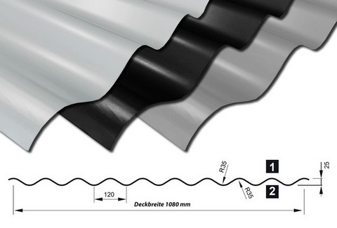 Wellblech W-25/1100 in drei unterschiedlichen Farben - ideal als Wandblech