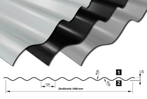 Wellblech W-25/1100 in drei unterschiedlichen Farben - ideal als Wandblech