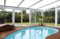 Preview: Überdachung eines Pools mit Stegplatte Polycarbonat 16 mm - opal - Breite 980 mm