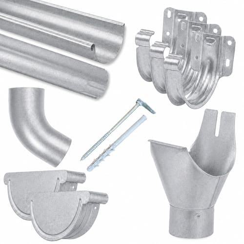 Preview: Dachrinnenset Ø 125/100 mm - 3 m - verzinkt