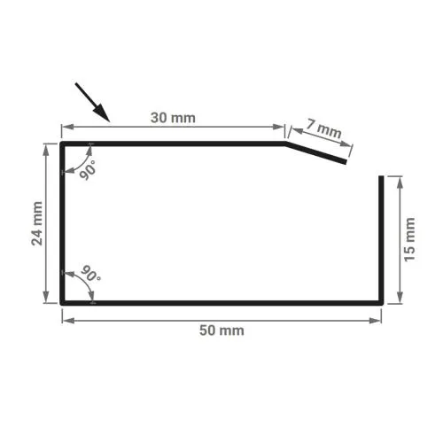 Querschnitt der Firstleiste für Stehfalzblech FixClick in RAL7016 Anthrazit - Dient als Abstandhalter im Firstbereich.