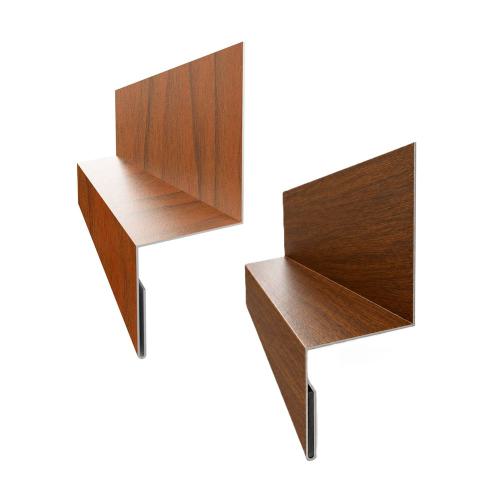 Kleines Sockelprofil 25 x 24 mm in Holzoptik für Wandbleche