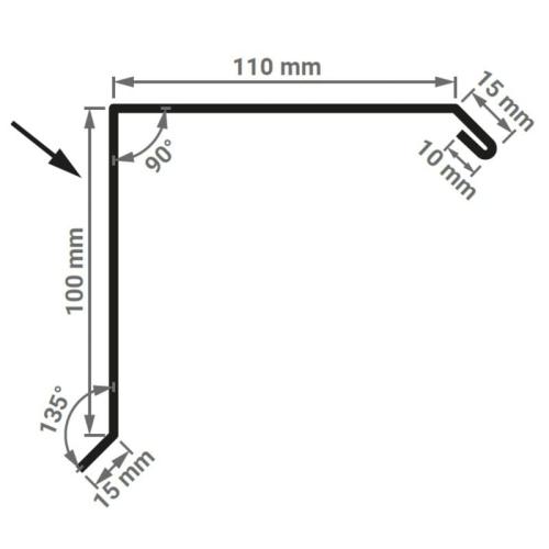 Preview: Querschnitt des Ortgangwinkel 110 x 100 mm
