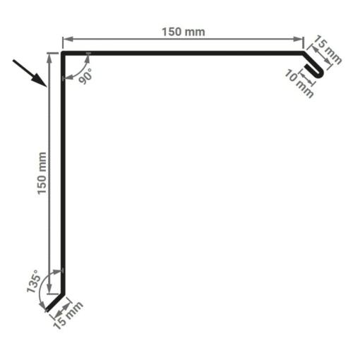 Preview: Querschnitt des Ortgangwinkel 150 x 150 mm