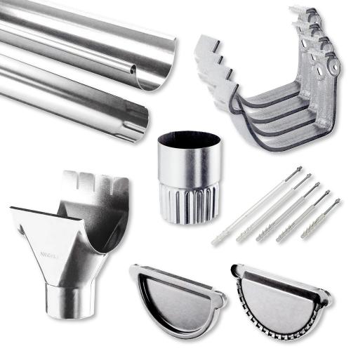 Preview: Dachrinnenset NIAGARA Ø 125/90 mm - 3 m - verzinkt