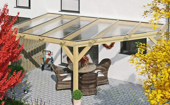 Preview: Stegplatte Polycarbonat 16 mm mit Fachwerkstruktur - klar - Breite 1200 mm