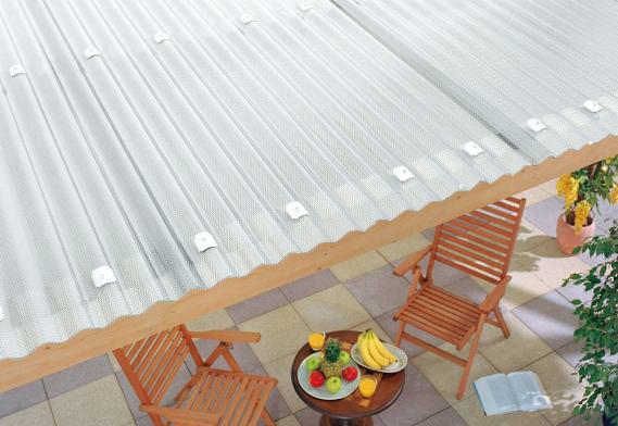Preview: Terrassendach mit Lichtplatt Polycarbonat 76/18 Sinus 2,8 mm Wabe - klar