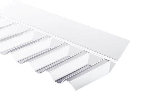 Polycarbonat Wandanschluss für PC-Lichtplatten im Spundwandprofil (76/18 Trapez). Hier in klarer Ausführung für maximale Lichtdurchlässigkeit