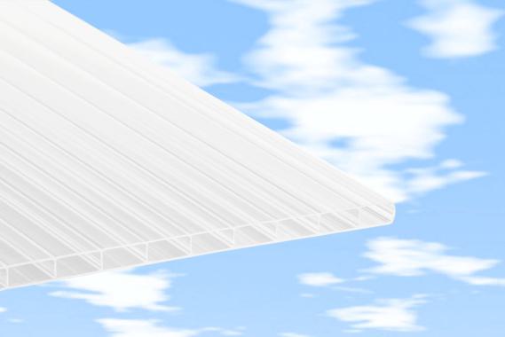 Preview: Stegplatte Polycarbonat Breitkammer 16 mm -Antihagel - opal - Breite 980 mm