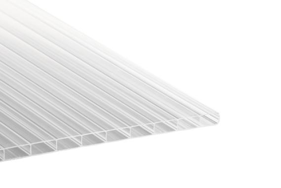 Preview: Stegplatte Polycarbonat Breitkammer 16 mm -Antihagel - klar - Breite 980 mm