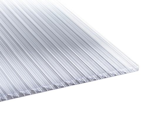 Preview: Stegplatte Polycarbonat 16 mm mit Fachwerkstruktur - klar - Breite 1200 mm