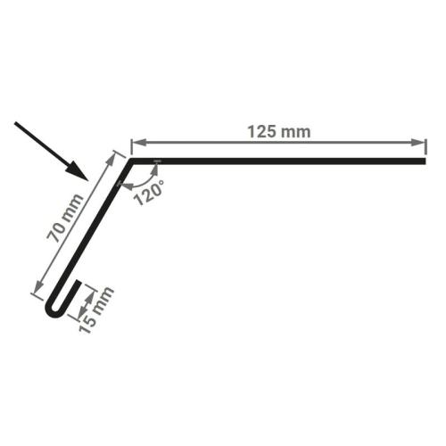Preview: Querschnitt Traufblech 70 x 125 mm