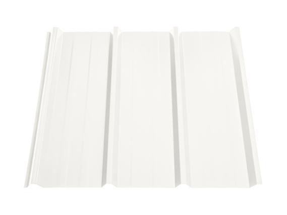 Preview: Trapezblech im Profil TP45 (45/333) in Tiefschwarz RAL9005 in der Draufsicht. Modernes Stahlblech für hochwertige Dachkleidungen.