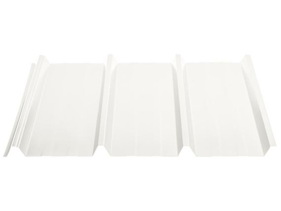 Preview: Helles Trapezblech im Profil 45/333 in Grauweiß (RAL9002). Ideal für moderne Industrie- und Hallenverkleidungen.