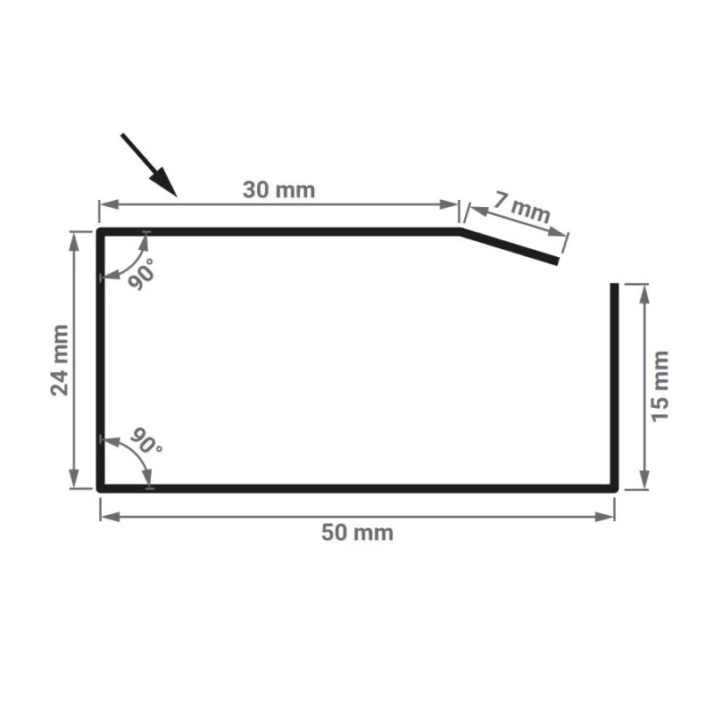 Querschnitt der Firstleiste für Stehfalzblech FixClick in RAL7016 Anthrazit - Dient als Abstandhalter im Firstbereich.