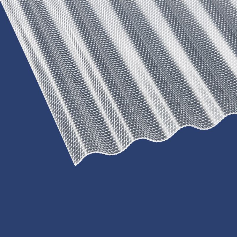 Lichtplatte aus Acryl in farbloser Ausführung auf blauem Hintergrund