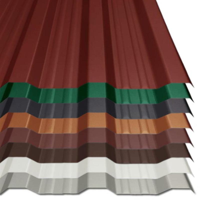0,75mm starkes Profilblech (Trapezblech) im Profil T-18DR/1100 - hier in allen Farben abgebildet