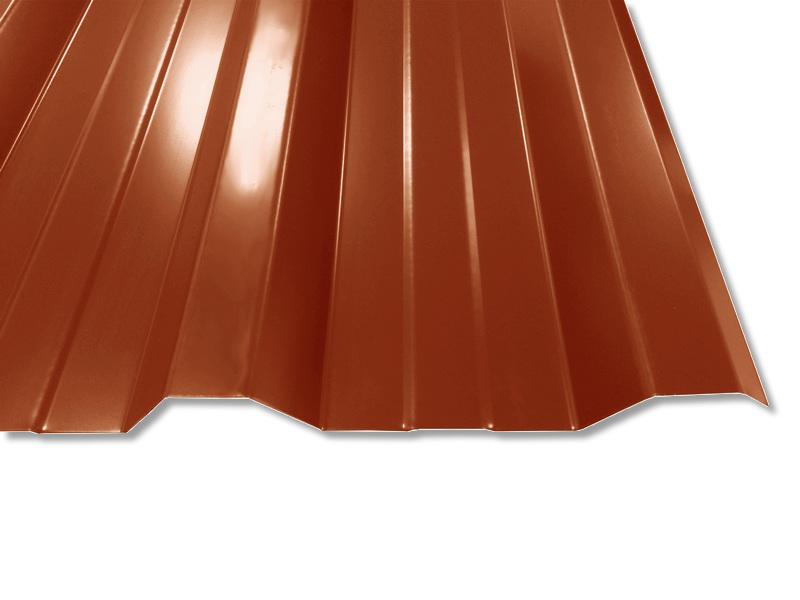 Sie können sich nicht für eine Farbe entscheiden? Warum versuchen Sie es nicht mit unserem Trapezblech T-35DR in RAL8004 Ziegelrot?