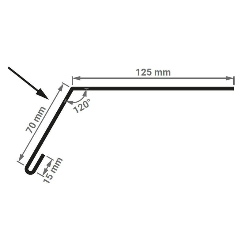 Querschnitt Traufblech 70 x 125 mm